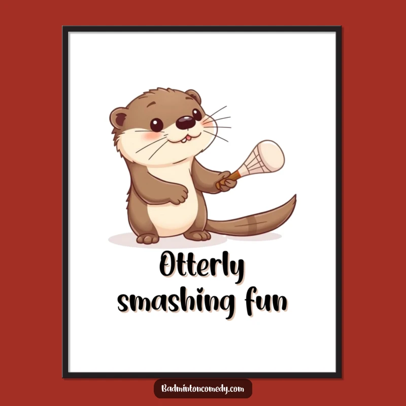 Funny Otter Badminton Digital Art - Instant Playful Creature's Curious Racket Art
