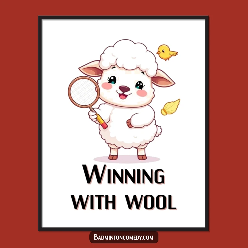 Funny Sheep Badminton Serve Digital Print: Instant Joyful Art