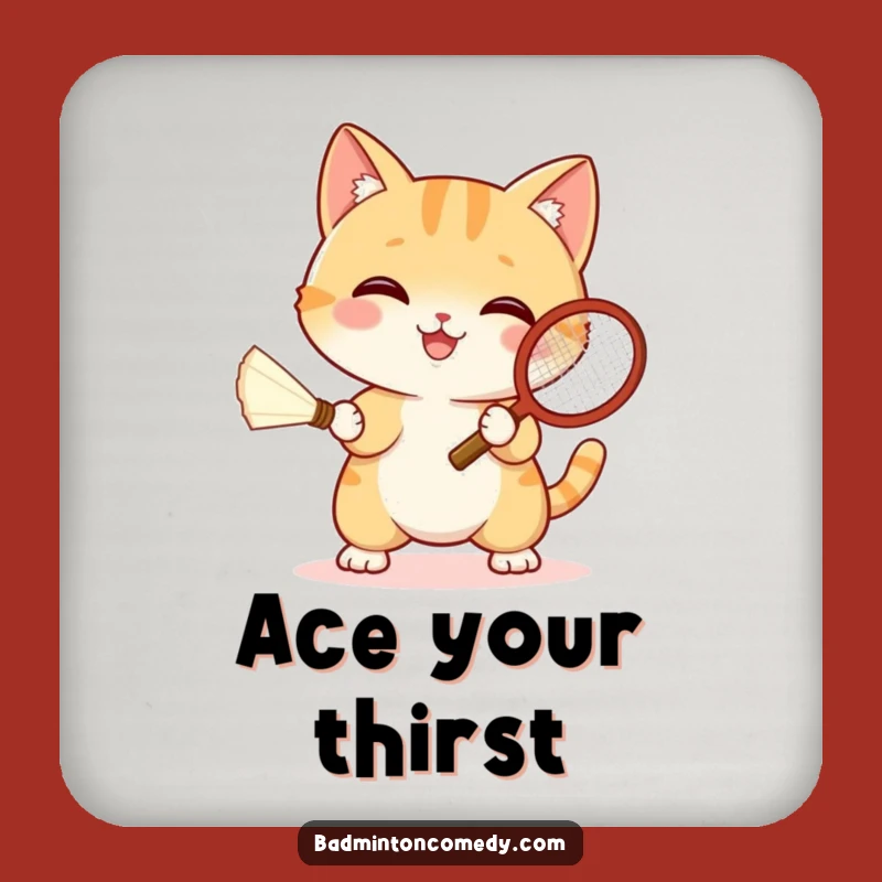 Funny Cat Badminton Coasters: Protect Surfaces with Shuttlecock Humor