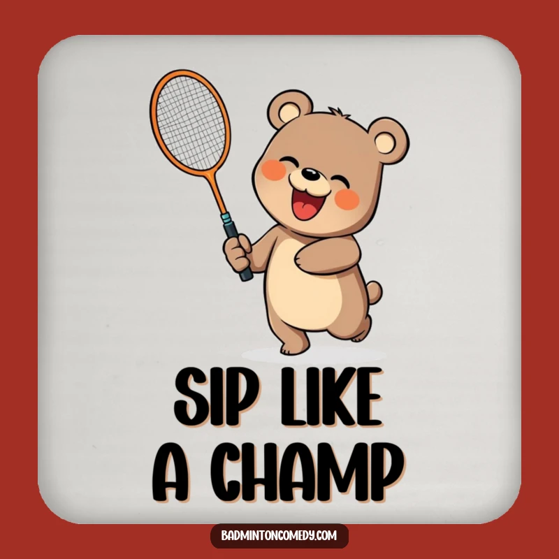 Funny Bear Badminton Coasters: Protect Surfaces with Bear-ly Any Effort, Funny Gift!