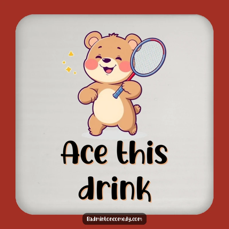 Funny Bear Badminton Table Savers - Humorous Coasters for Game Lovers