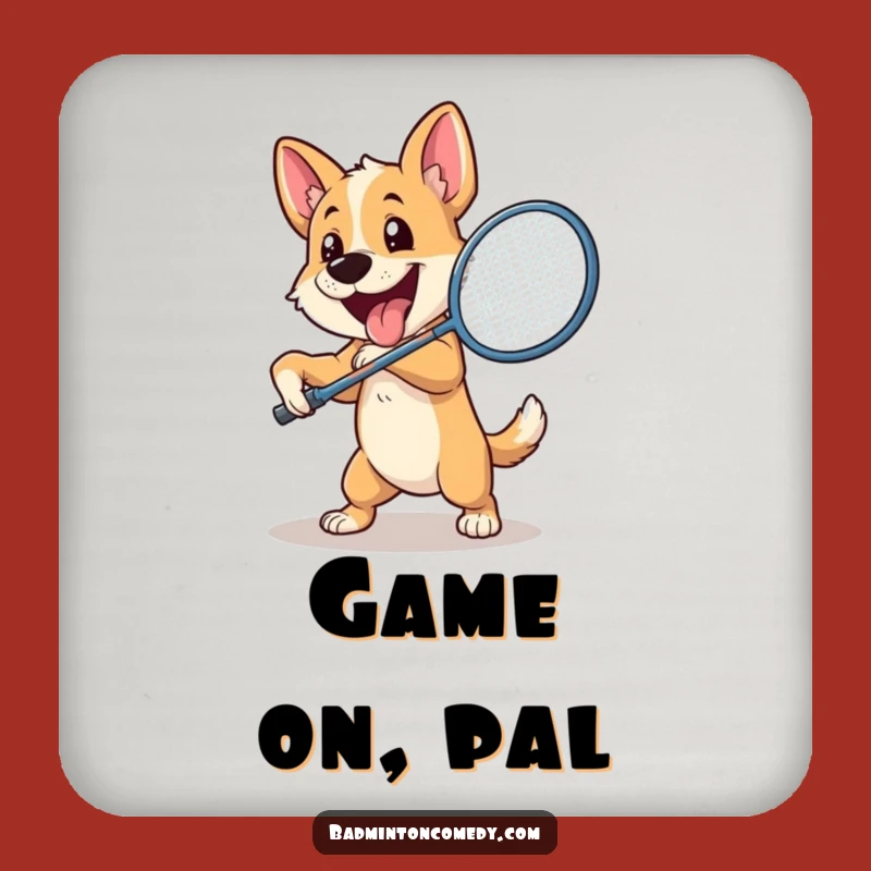 Funny Dog Badminton Coaster: Enthusiastic Pooch Smash Decor - Unique Gift!