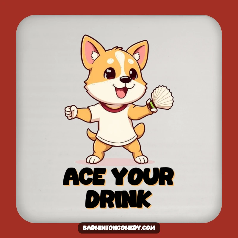 Funny Dog Badminton Smash Coaster: Protect Surfaces with Athletic Humor