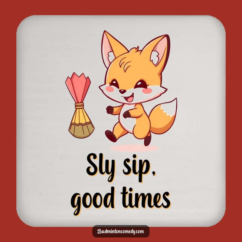 Funny Fox Badminton Coasters: Protect Surfaces with Style, Perfect Funny Gift!