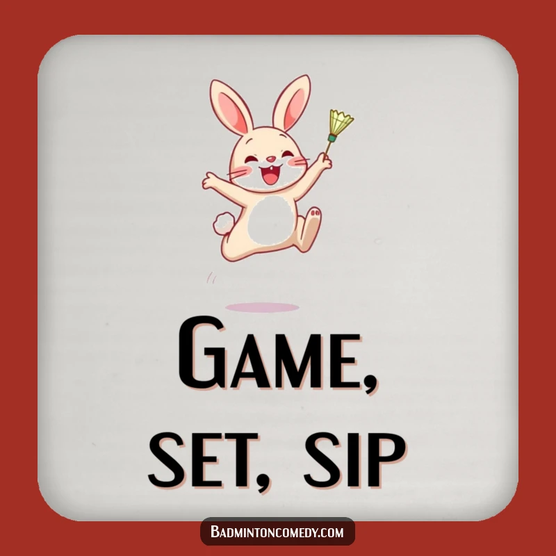 Funny Rabbit Badminton Coaster Set: Protect Surfaces with Hilarious Style