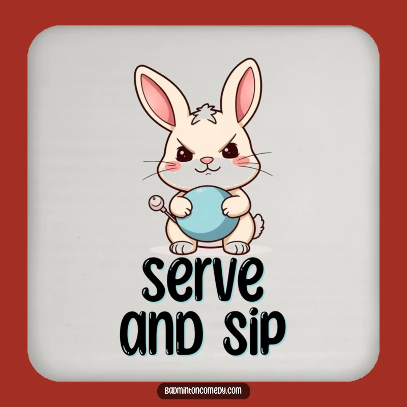 Funny Rabbit Tennis Coasters - Humorous Drink Protection, Perfect Gift