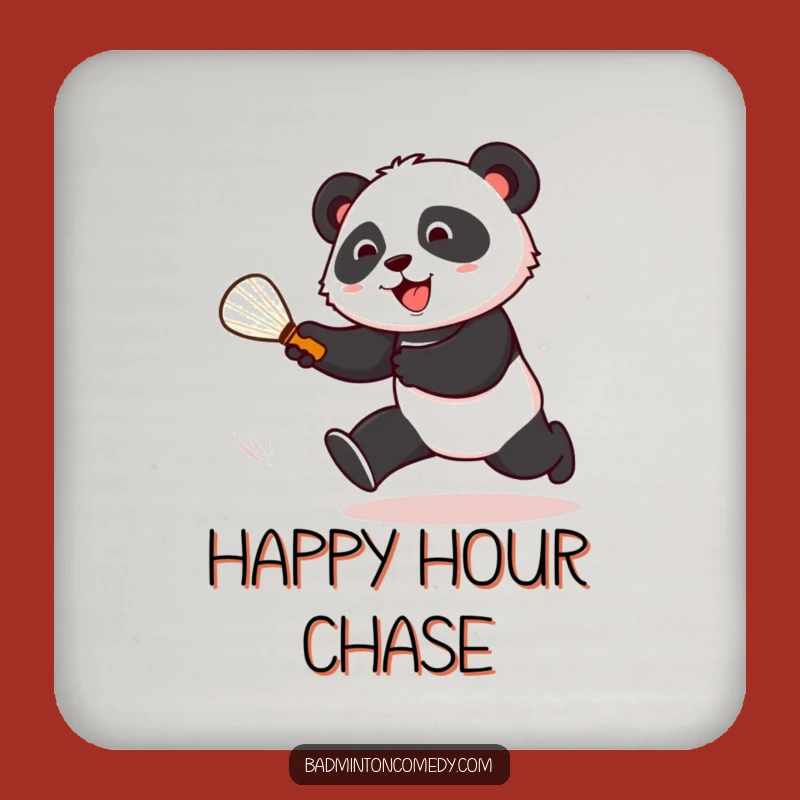 Funny Panda Badminton Coaster: Protect Surfaces with Hilarious Court Chaser Art