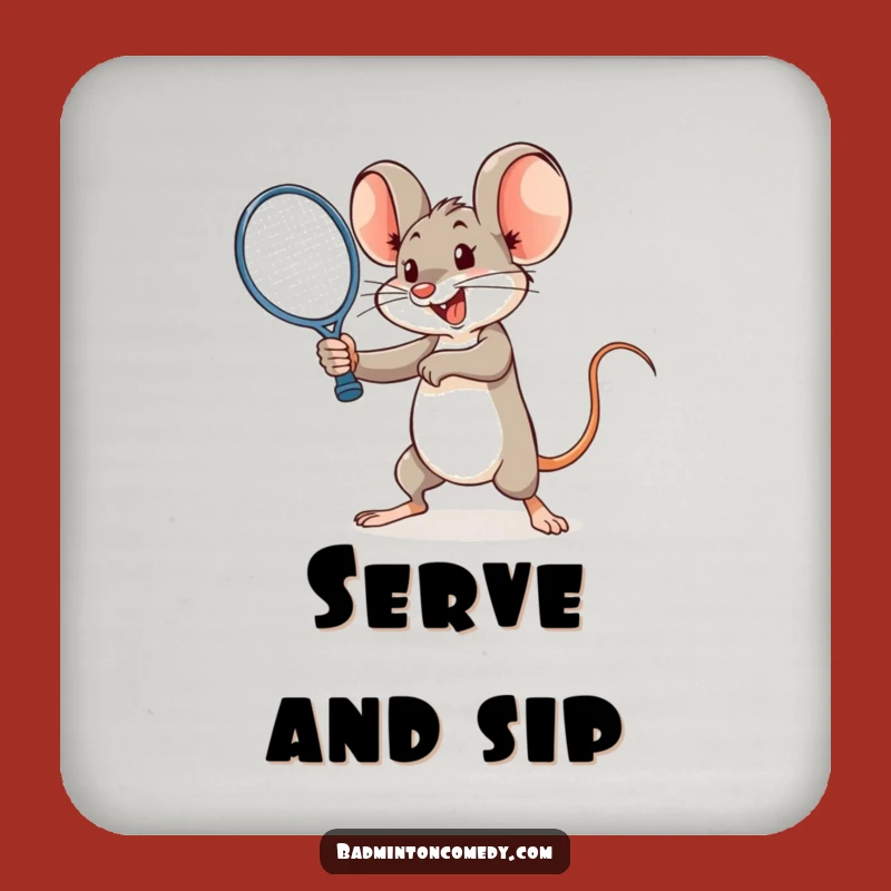 Funny Mouse Badminton Coaster - Smash Power Protection with Humor Gift