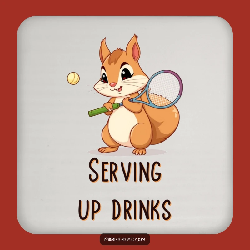 Funny Squirrel Badminton Coaster: Protect Surfaces with Focus