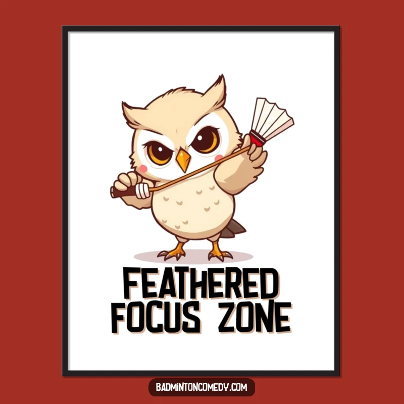 Funny Owl Badminton Poster: Wise Decor for Serious Players