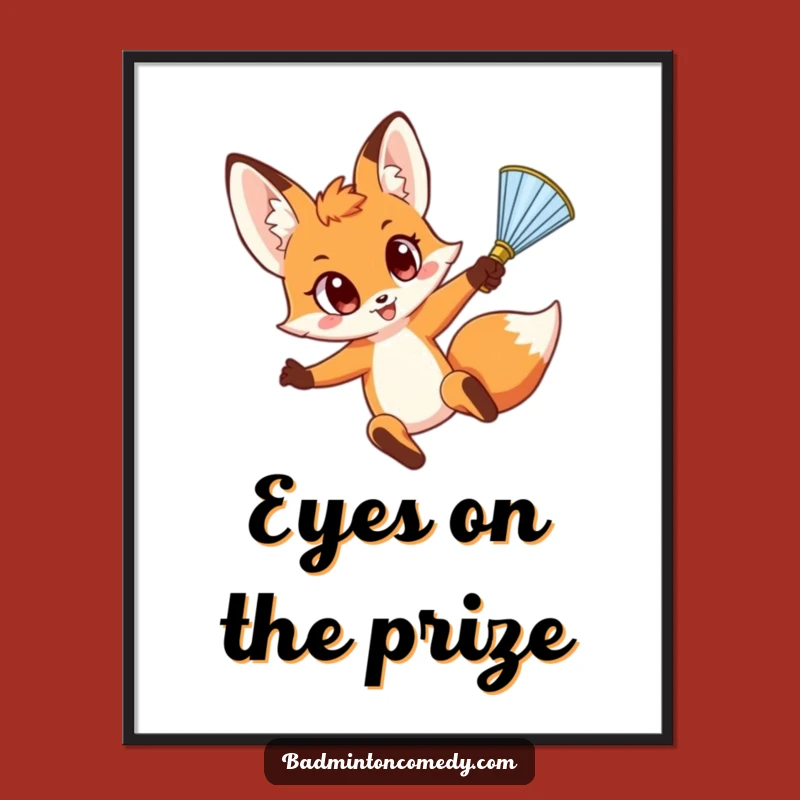 Funny Fox Smash Poster - Vibrant Badminton Art for Hilarious Gift Decor