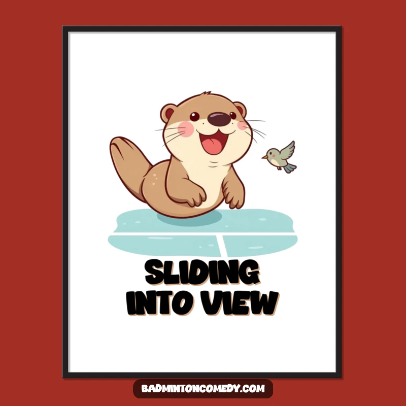 Funny Otter Badminton Poster: Vibrant Court Action Art Gift