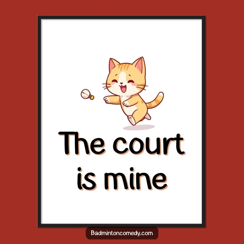 Funny Cat Badminton Poster: Joyful Feline Chase Art - Gift Idea!