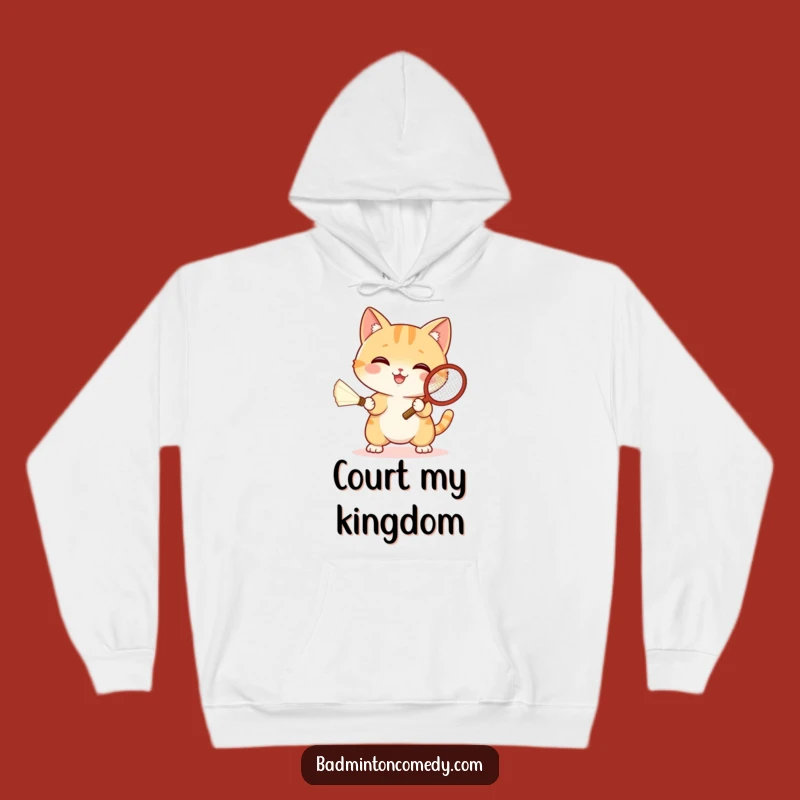 Funny Cat Badminton Hoodie: Cozy Kitty Playing Shuttlecock - Warm Funny Gift