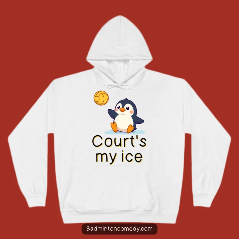 Funny Penguin Tennis Hoodie - Cozy Court Slide Comfort, Ideal Funny Gift