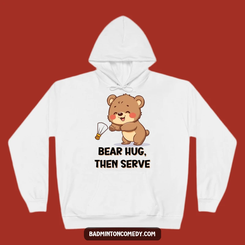 Cozy Funny Bear Cub Badminton Hoodie: Warm and Hilarious Gift