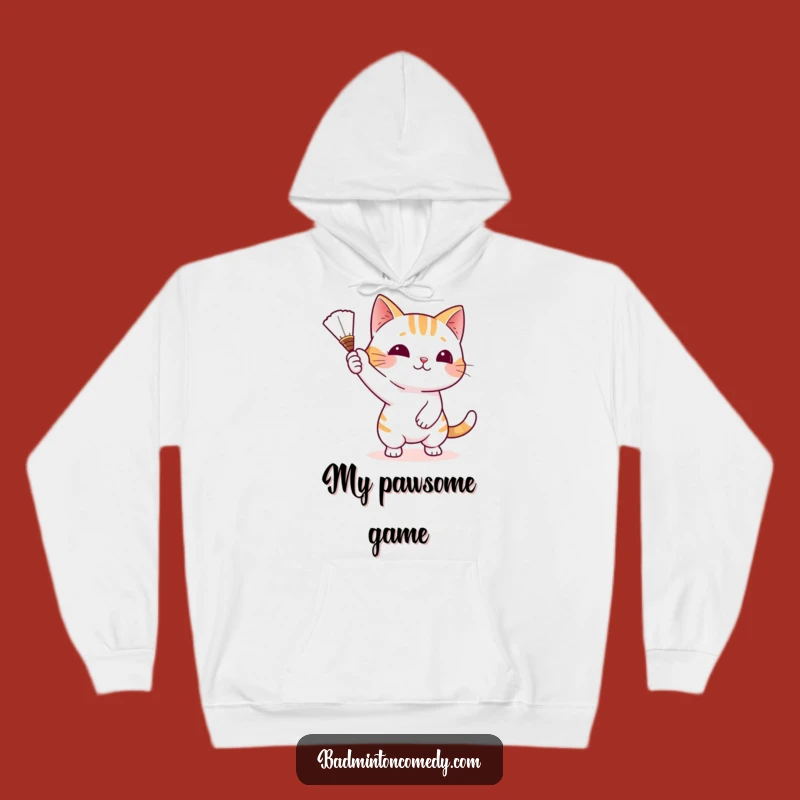 Cozy Funny Cat Badminton Hoodie - Warm & Whimsical Feline Gift