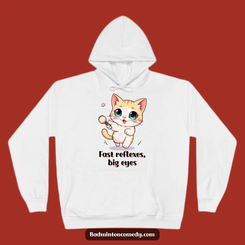 Funny Cat Hoodie: Agile Feline Dodging Shuttlecock, Cozy Humor Gift
