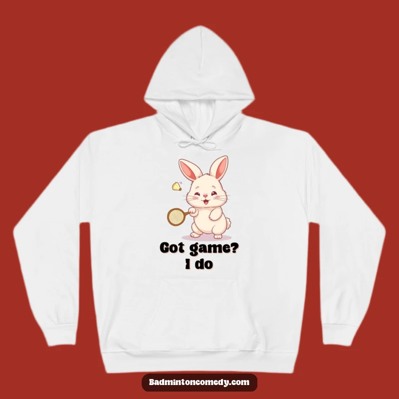 Funny Bunny Badminton Hoodie: Cozy Fluffy Rabbit Shuttlecock Smash - Great Gift!