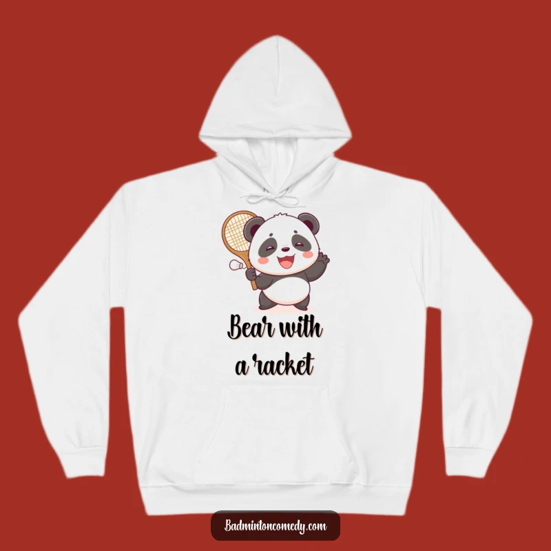 Funny Panda Badminton Hoodie: Cozy Bear Shuttlecock Pullover, Warm & Hilarious Gift