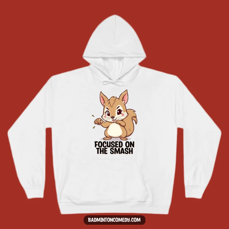 Funny Squirrel Focus Hoodie - Cozy Badminton Gear for Determined Gifts