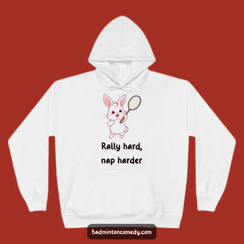 Funny Bunny Badminton Lover Hoodie - Cozy Fluffy Enthusiast Gift