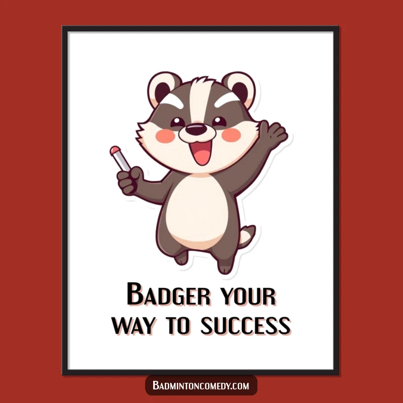 Free Printable Wall Art: Funny Badger Victory Jump - Downloadable Decor!
