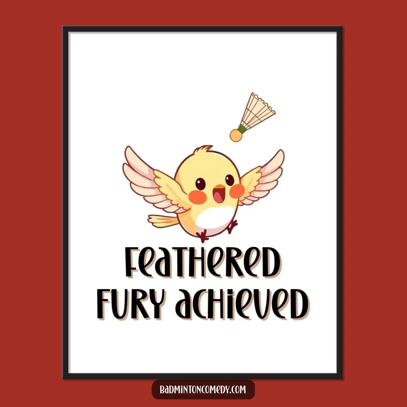 Funny Free Printable Wall Art: Tiny Bird Racquet Action Downloadable Home Decor