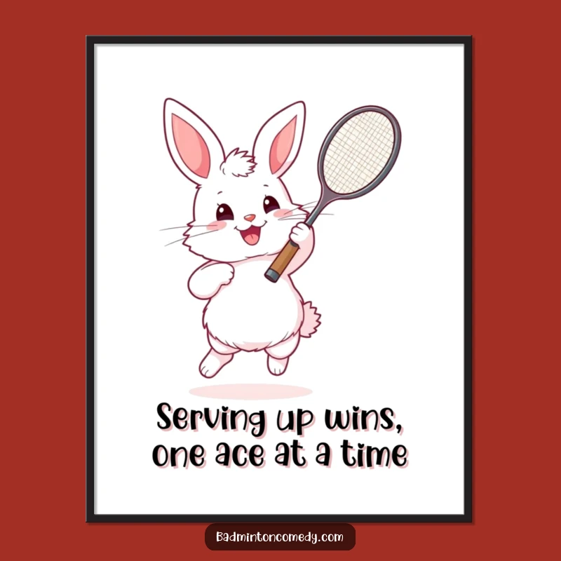Free Printable Bunny Badminton Art: Funny Wall Decor Download A4