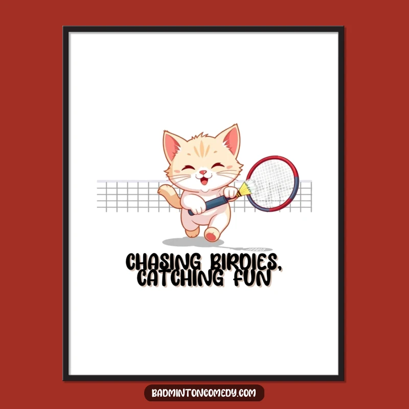 Free Printable Kitten Badminton Art: Playful Court Decor Download