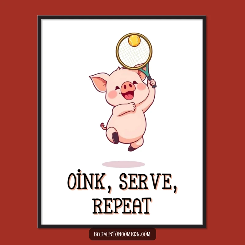Free Printable Piglet Badminton Art: Joyful Jump Decor Download
