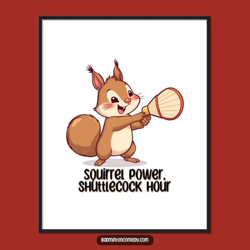 Free Printable Squirrel Badminton Art: Mighty Swing Decor Download