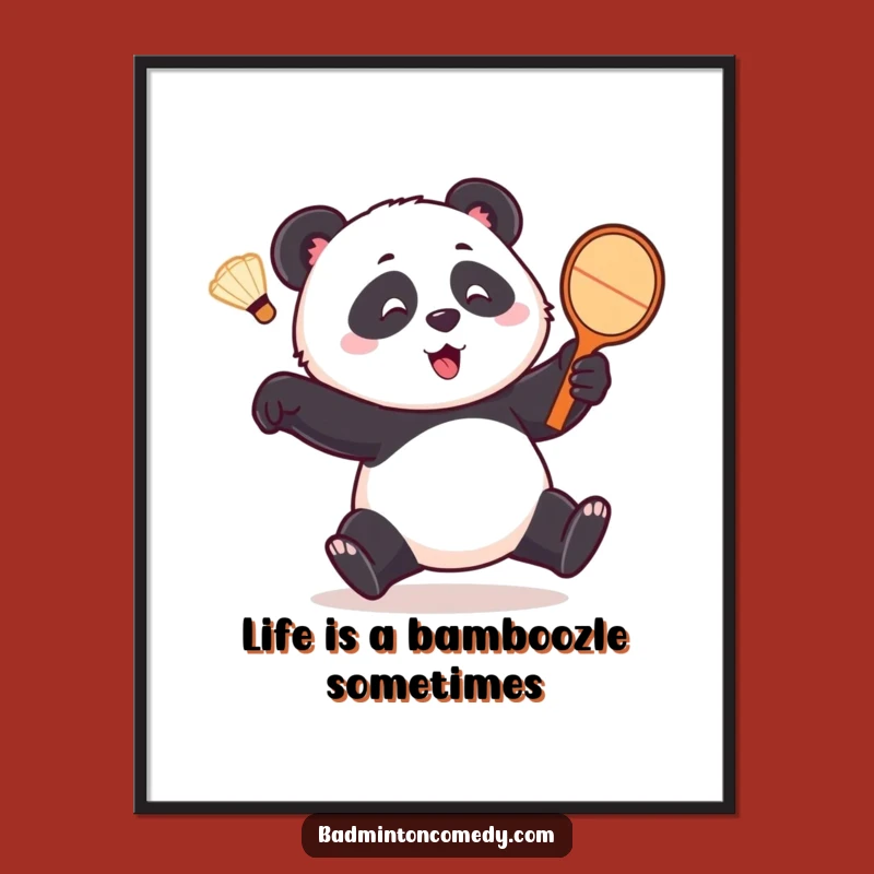 Free Printable Wall Art: Panda's Game! Funny Downloadable Animal Decor Gift.