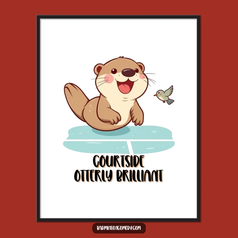 Funny Free Printable Otter Badminton Wall Art - Hilarious Downloadable Decor!