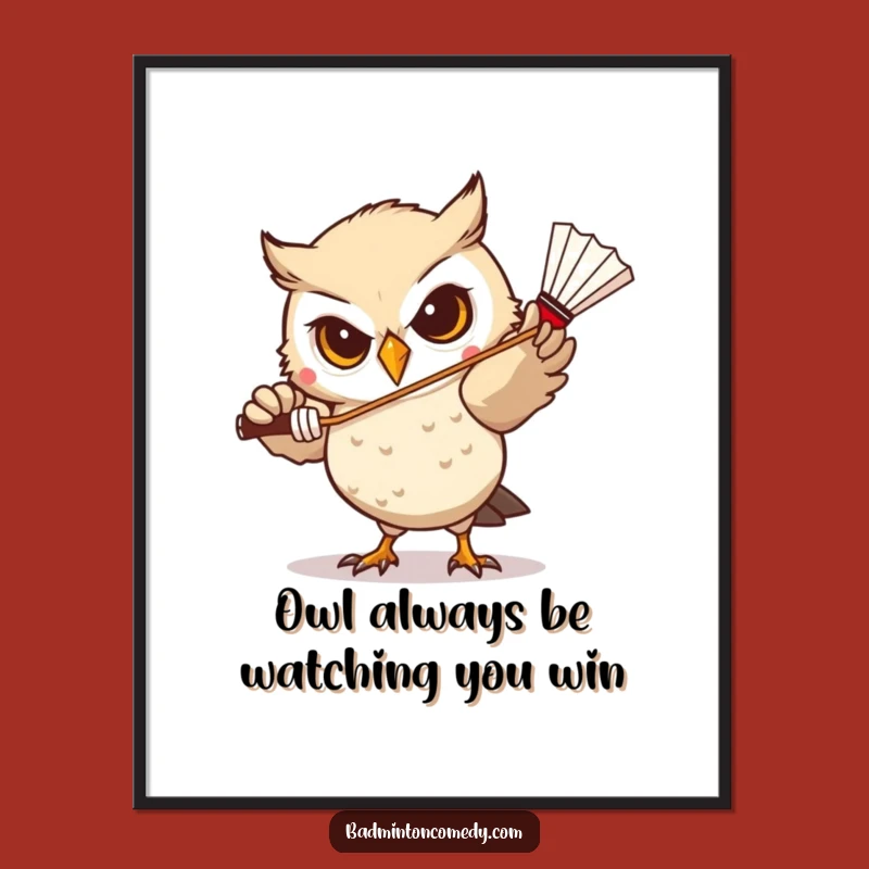 Funny Free Printable Owl Badminton Wall Art - Focused, Downloadable Decor!