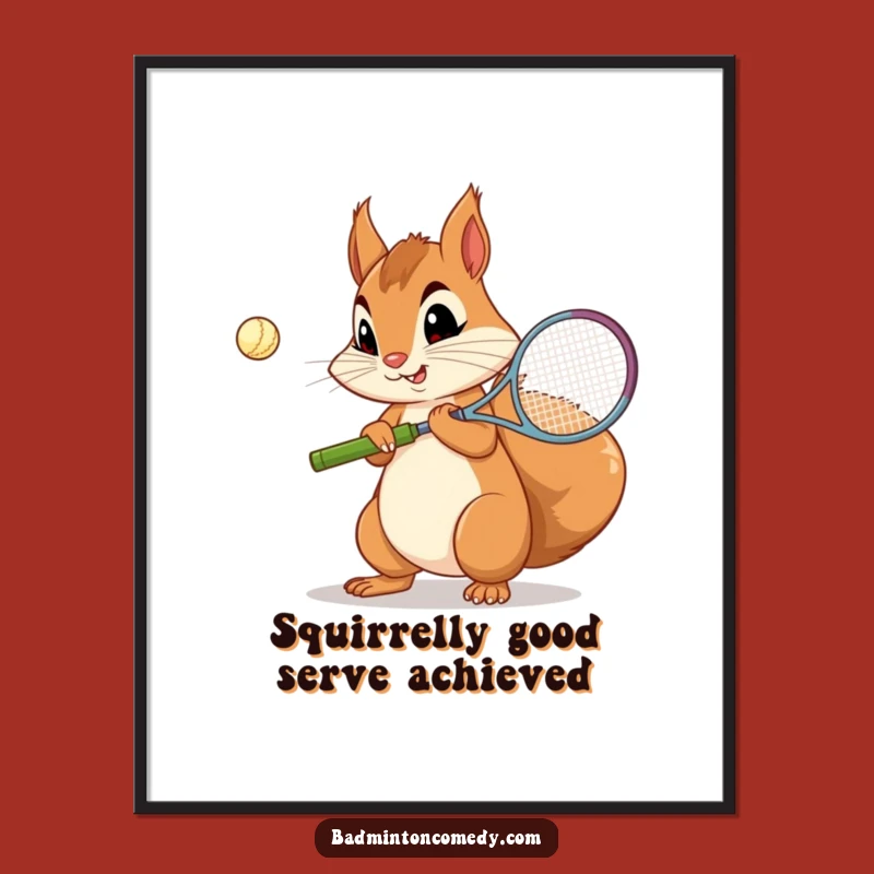 Funny Free Printable Squirrel Badminton Wall Art - Focused, Downloadable Decor!
