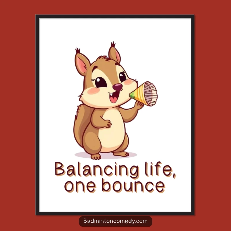 Funny Free Printable Squirrel Shuttlecock Wall Art - DIY Downloadable Decor Gift