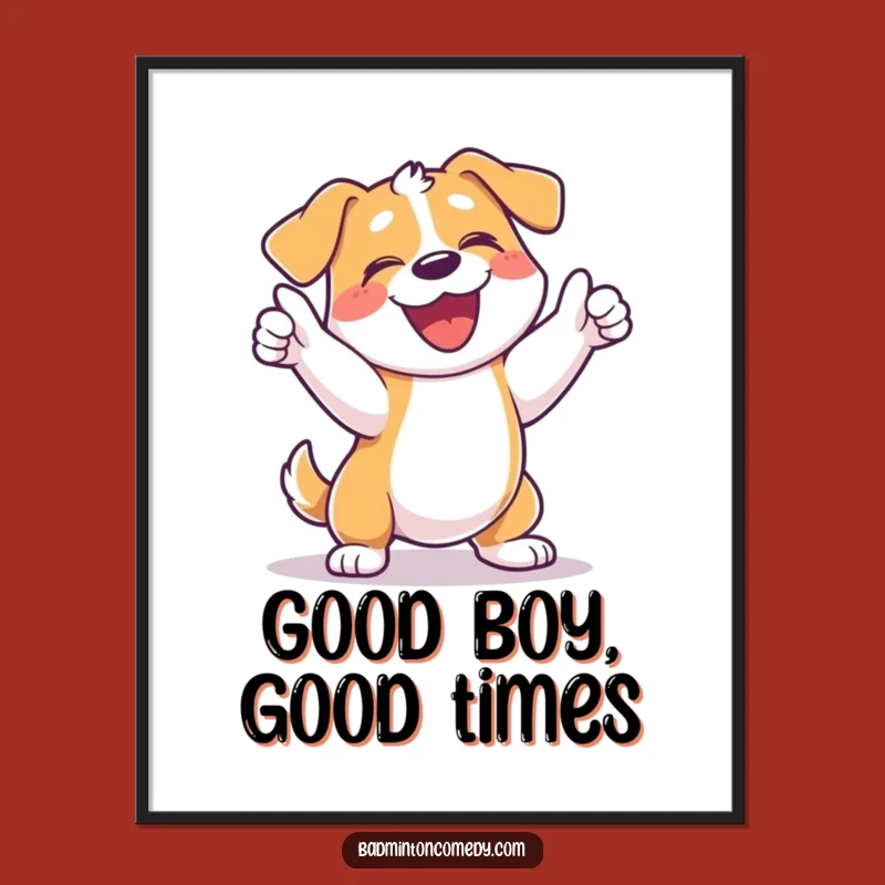 Funny Free Printable Wall Art: Joyful Dog Celebrating a Tennis Point