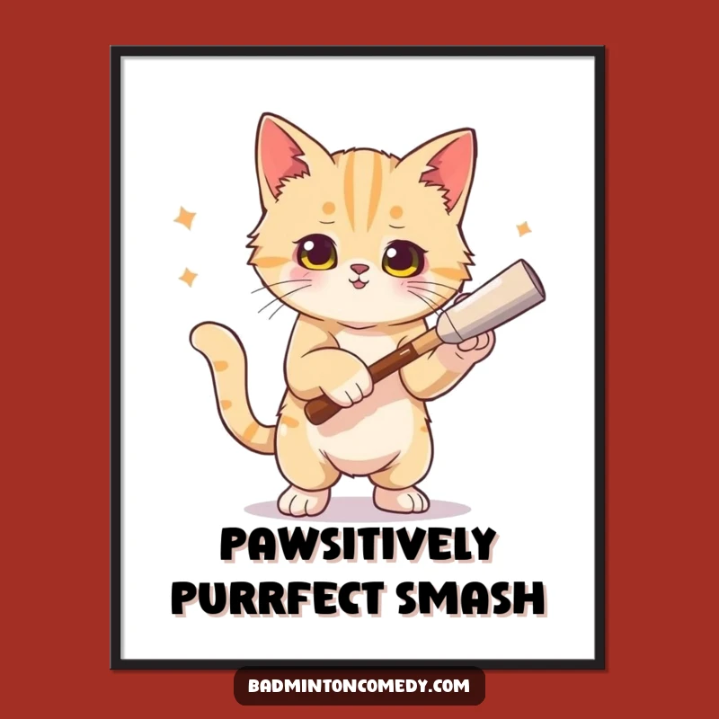 Funny Free Printable Wall Art: Posing Cat Master of the Tennis Smash