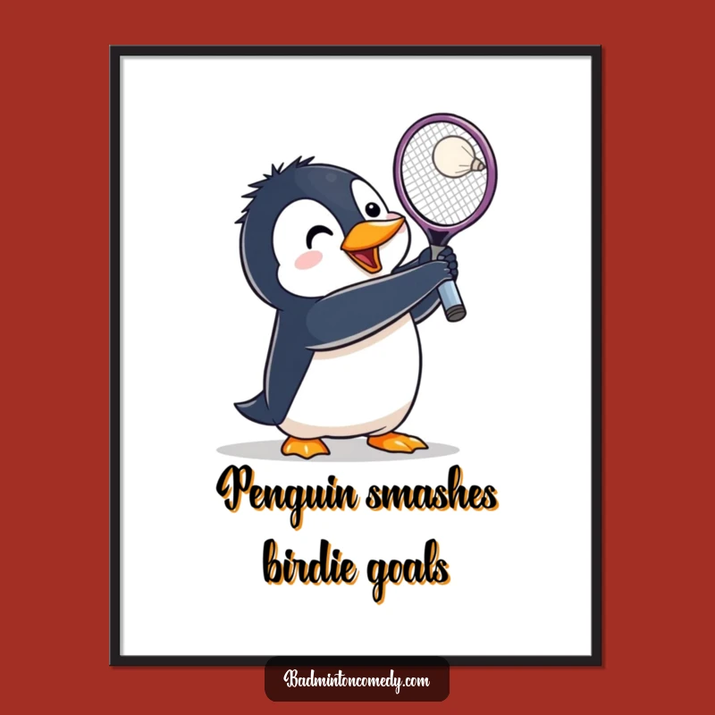 Funny Free Printable Penguin Badminton Art: Action-Packed Downloadable Decor