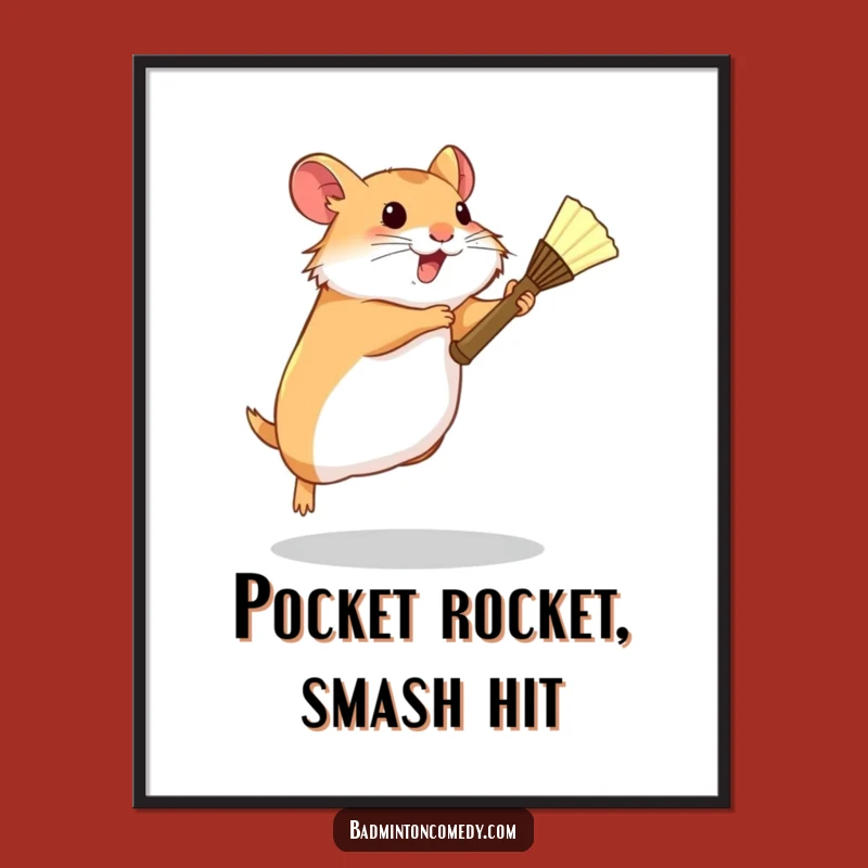 Free Printable Hamster Badminton Art: Tiny Racket Decor Download