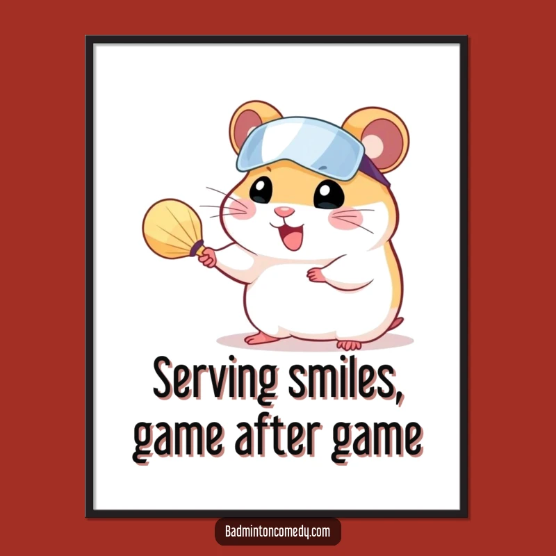 Funny Free Printable Wall Art: Hamster Tennis Champ - Humorous Rodent Art Downloadable Decor!