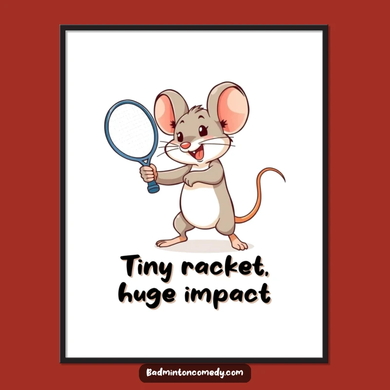 Funny Free Printable Wall Art: Mouse Smash Racquet Action Downloadable Home Decor