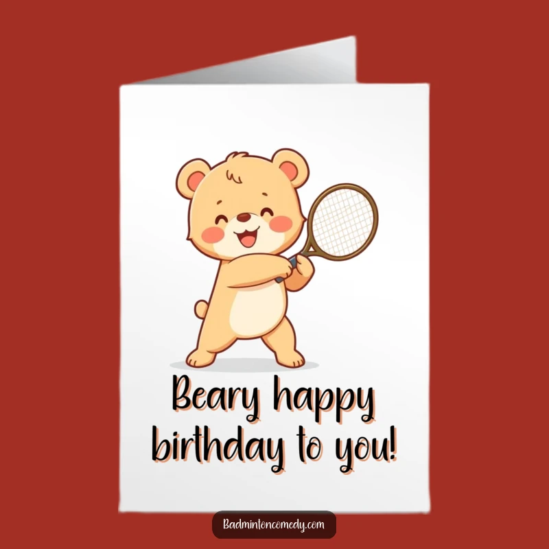 Free Printable Birthday Card: Winning Bear Cub Tennis Star for a Funny Downloadable Gift