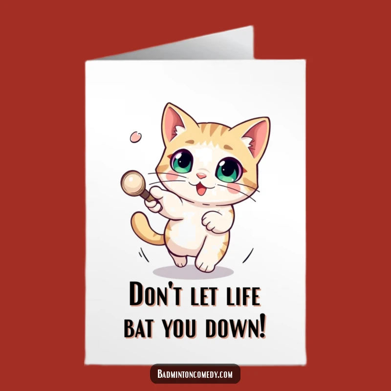 Free Printable Birthday: Funny Cat Dodging Shuttlecock Humorous Downloadable Gift Card