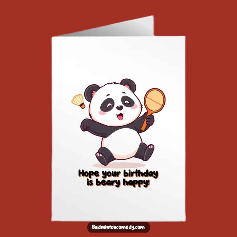 Free Printable Birthday Card: Panda Fun! Hilarious Comical Racket Chase DIY Gift.