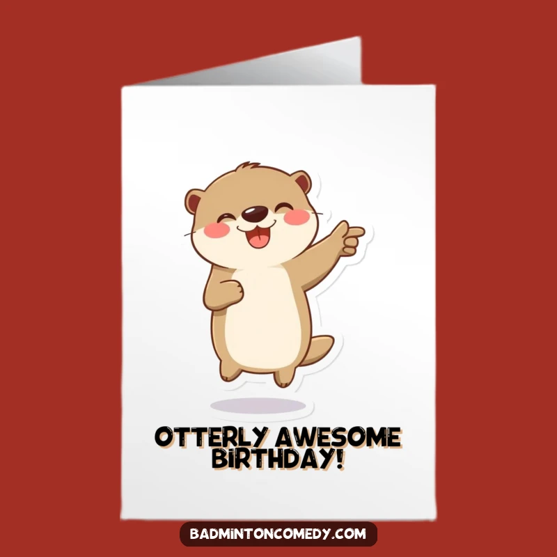 Free Printable Birthday Otter Card: Funny Celebration Jump, Downloadable Gift
