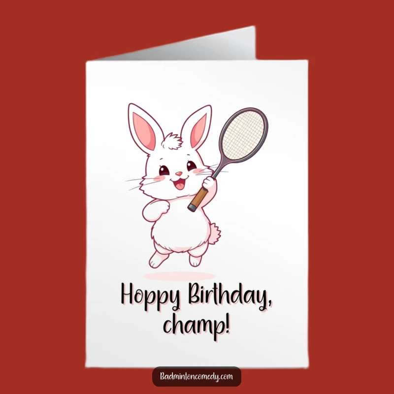 Free Printable Bunny Birthday Card: Funny Badminton Lover Downloadable Gift