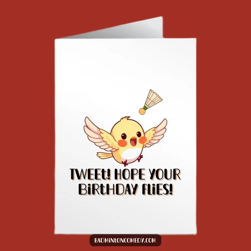 Funny Free Printable Birthday Card: Tiny Bird Racquet Fun Downloadable Gift