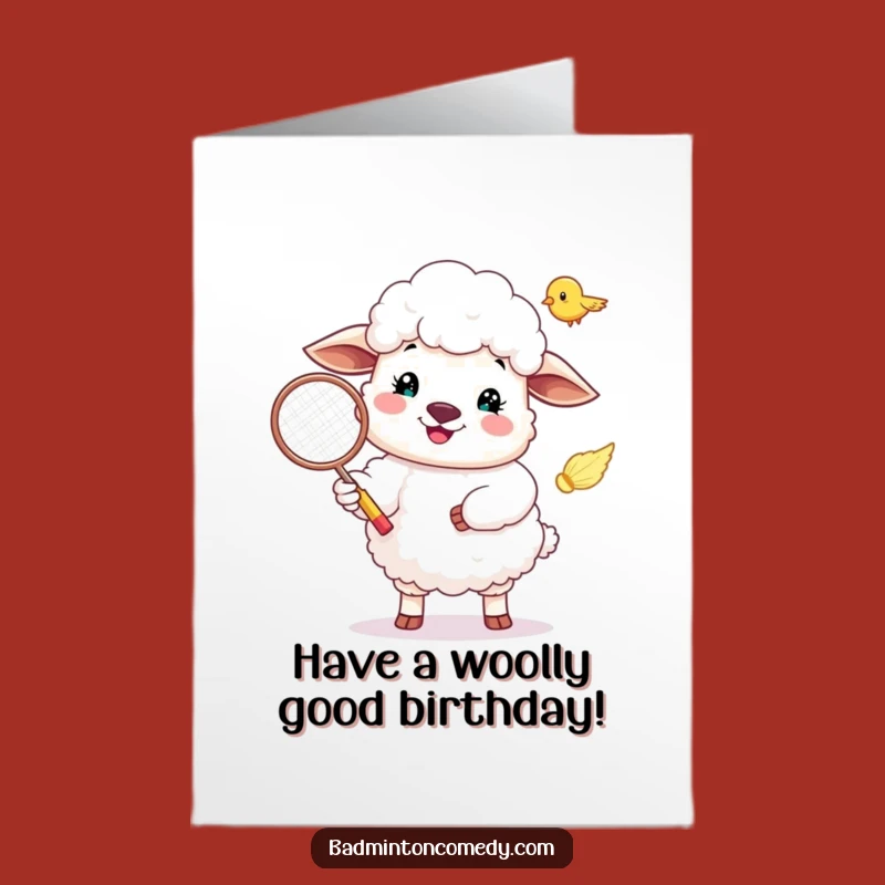 Free Printable Funny Sheep Badminton Birthday Card - Happy Serve! Humorous Downloadable.